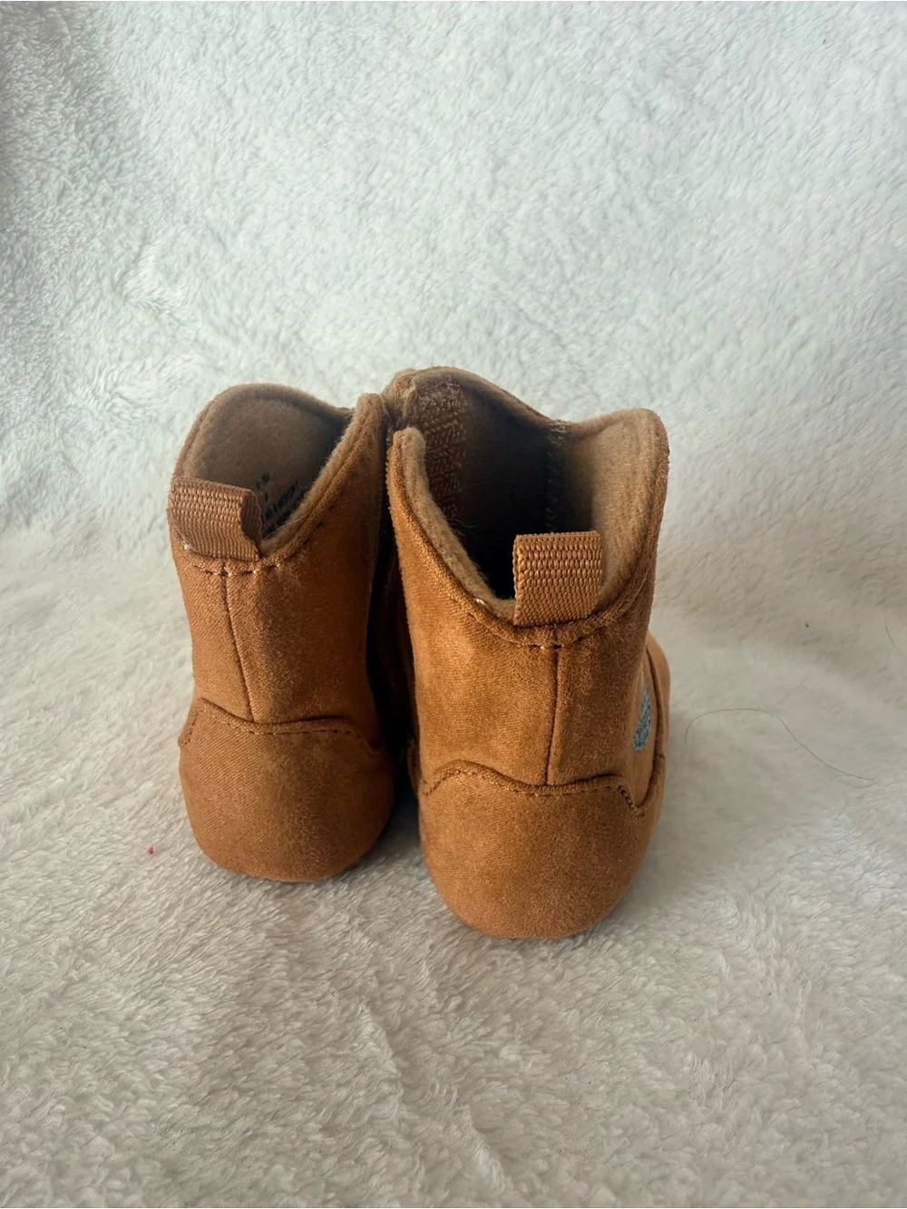Kids Brown Suede Flower Booties
